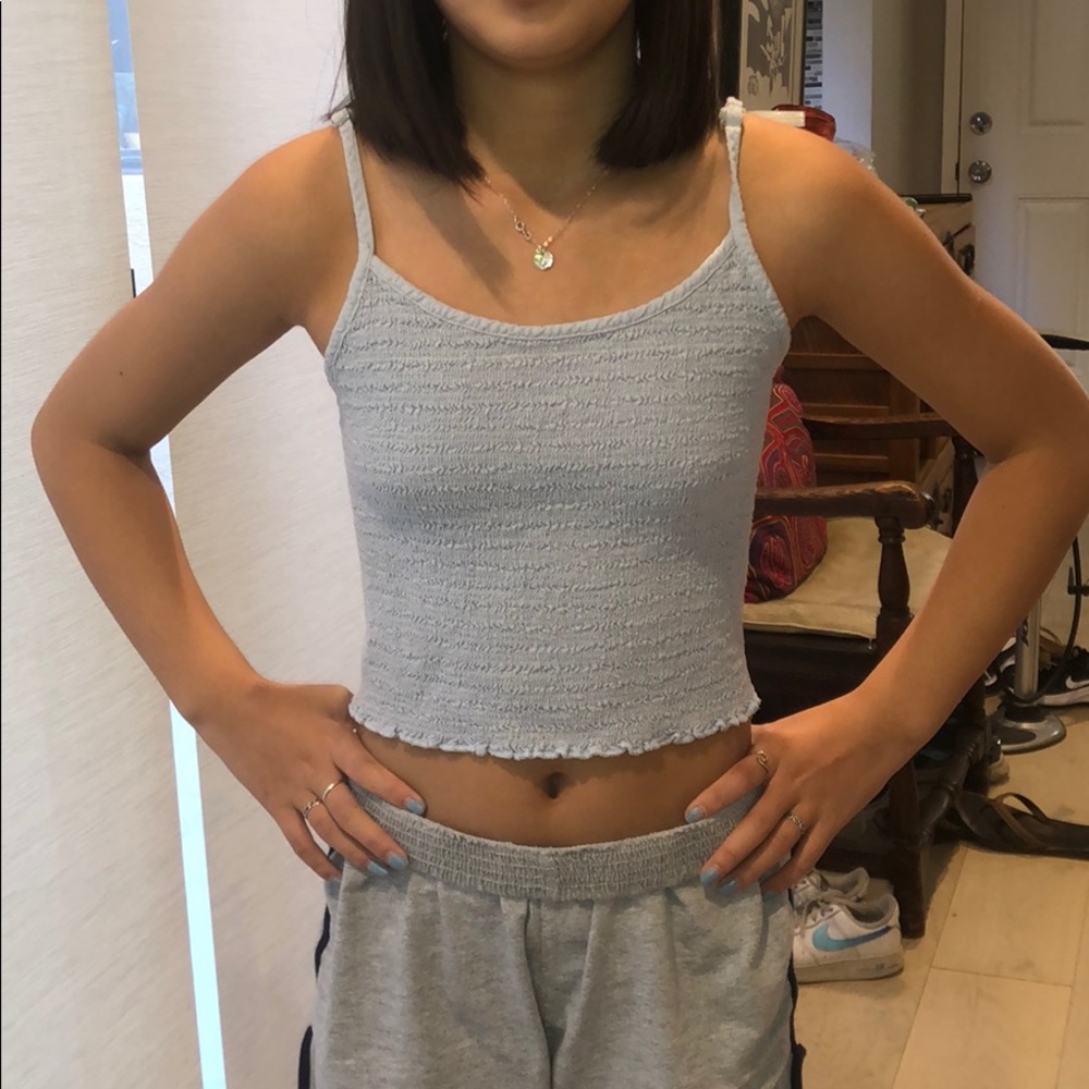 brandy melville light blue ruffle tank